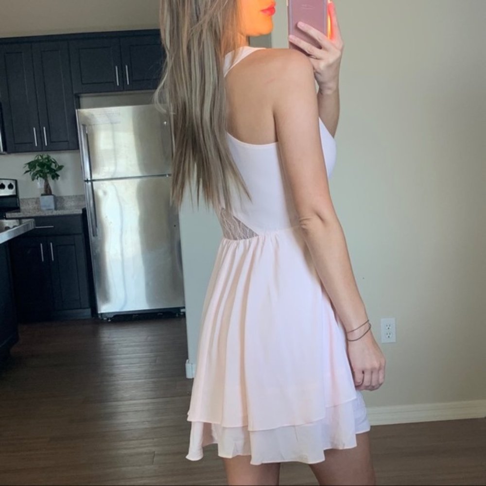 -New Anthropologie Blush Ruffle Fit & Flare Dress- - Picture 3 of 5